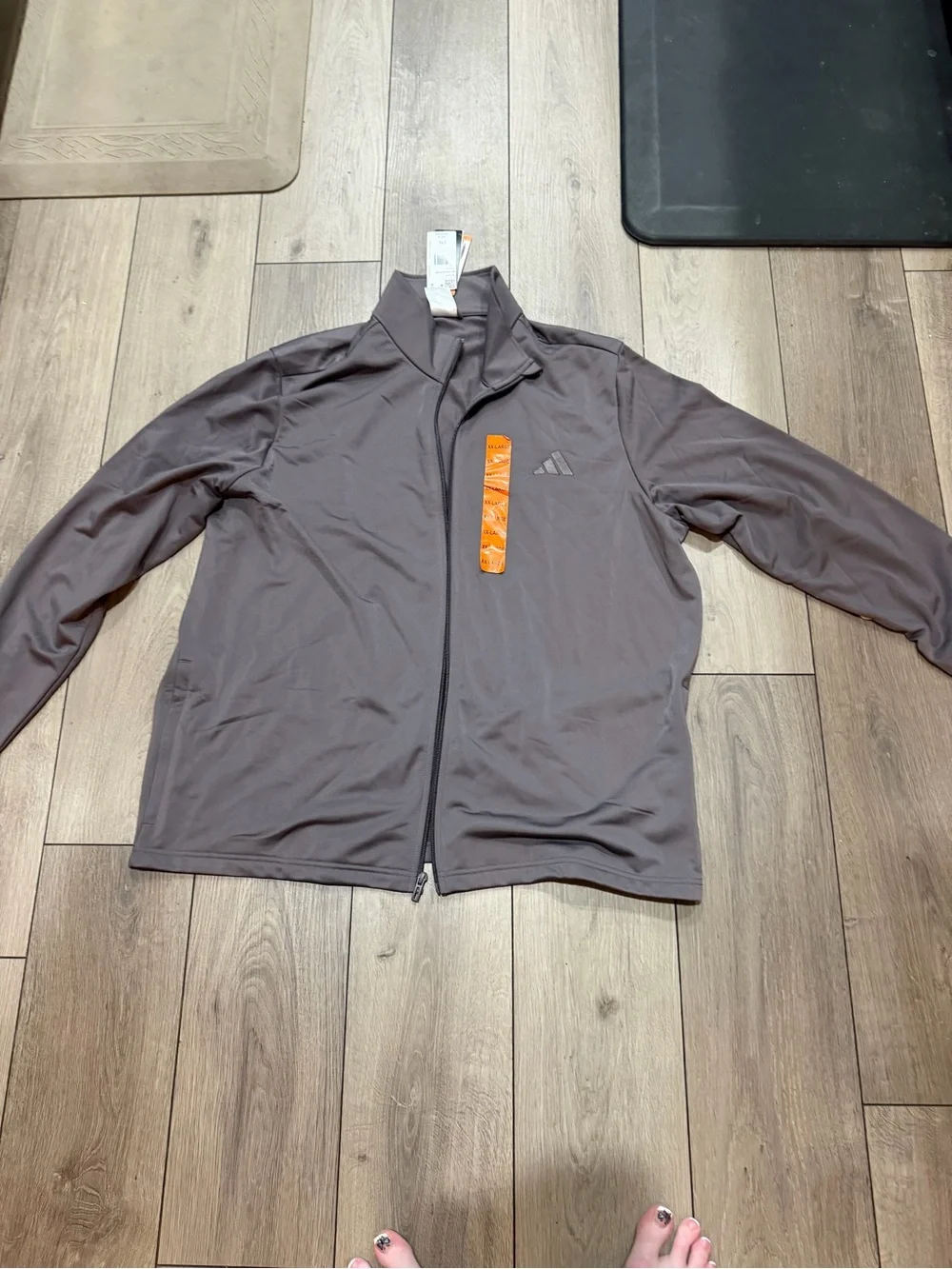 Adidas Men’s XXL Gray Full Zip Track Jacket Athletic Performance NWT